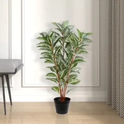Trees & Topiaries-Kirkland's Home Real Touch Zebra Plant In Nursery Planter