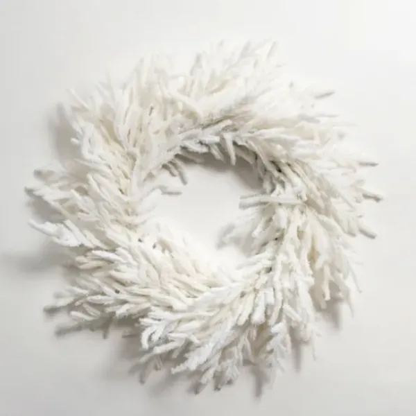 Wreaths-Kirkland's Home Real-Touch Flocked Norfolk Pine Wreath White