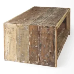 Coffee Tables-Kirkland's Home Reclaimed Natural Wood Distressed Coffee Table