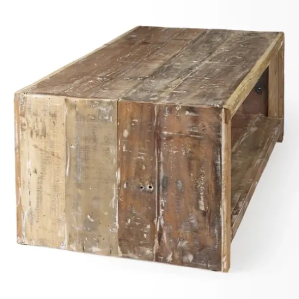 Coffee Tables-Kirkland's Home Reclaimed Natural Wood Distressed Coffee Table