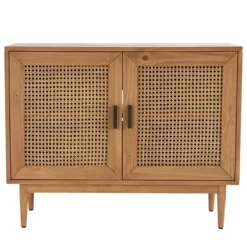 Cabinets & Sideboards-Kirkland's Home Reclaimed Pine And Woven Cane Cabinet