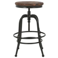 Bar Stools & Counter Height Stools-Kirkland's Home Reclaimed Pine Wood Adjustable Counter Stool Black/Brown