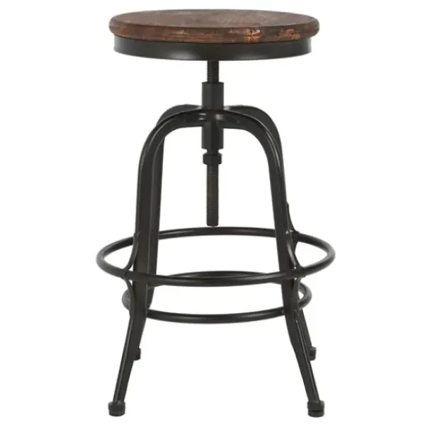 Bar Stools & Counter Height Stools-Kirkland's Home Reclaimed Pine Wood Adjustable Counter Stool Black/Brown