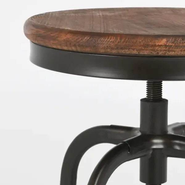 Bar Stools & Counter Height Stools-Kirkland's Home Reclaimed Pine Wood Adjustable Counter Stool Black/Brown
