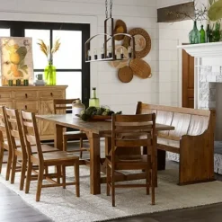 Dining Chairs-Kirkland's Home Reclaimed Pine Wood High Back Pew Dining Bench Brown