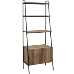 Bookshelves-Kirkland's Home Reclaimed Wood Modern Ladder Bookcase With Cabinet