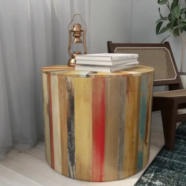 Accent & End Tables-Kirkland's Home Reclaimed Wood Round Accent Table Brown