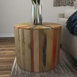 Accent & End Tables-Kirkland's Home Reclaimed Wood Round Accent Table Brown
