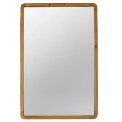 Decorative Mirrors-Kirkland's Home Rectangle Light Brown Wood Wall Mirror