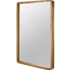 Decorative Mirrors-Kirkland's Home Rectangle Light Brown Wood Wall Mirror