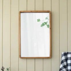 Decorative Mirrors-Kirkland's Home Rectangle Light Brown Wood Wall Mirror