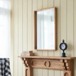 Decorative Mirrors-Kirkland's Home Rectangle Light Brown Wood Wall Mirror