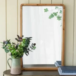 Decorative Mirrors-Kirkland's Home Rectangle Light Brown Wood Wall Mirror
