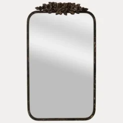 Decorative Mirrors-Kirkland's Home Rectangular Metal Flower Crest Wall Mirror