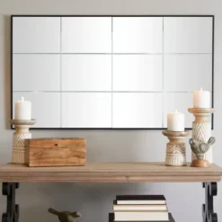 Decorative Mirrors-Kirkland's Home Rectangular Windowpane Grid Mirror, 23X40 In.