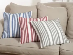 Pillows-Kirkland's Home Red Coastal Stripe Pillow Red/White