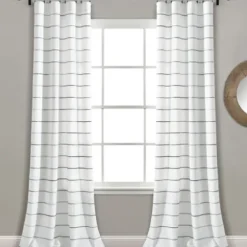Curtains & Drapes-Kirkland's Home Red Farmhouse Stripe Curtain Panels, Set Of 2 White/Red