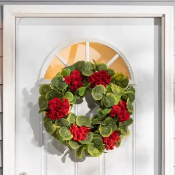 Wreaths-Kirkland's Home Red Geranium Twig Wreath Red/Green