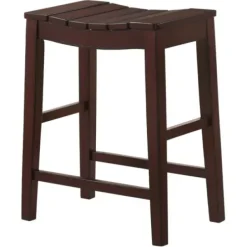 Bar Stools & Counter Height Stools-Kirkland's Home Red Mahogany Saddle Seat Counter Stools, Set Of 2 Brown