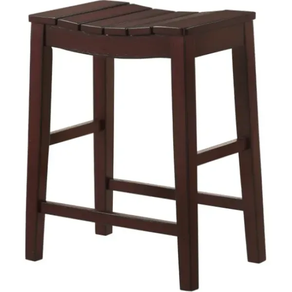 Bar Stools & Counter Height Stools-Kirkland's Home Red Mahogany Saddle Seat Counter Stools, Set Of 2 Brown