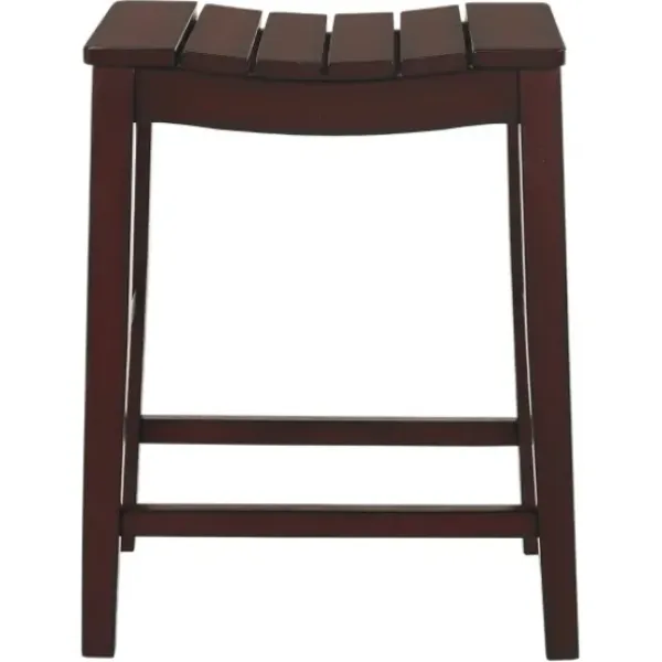 Bar Stools & Counter Height Stools-Kirkland's Home Red Mahogany Saddle Seat Counter Stools, Set Of 2 Brown