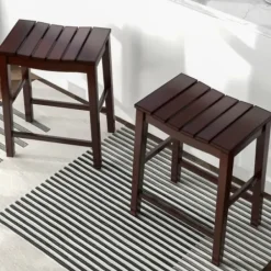 Bar Stools & Counter Height Stools-Kirkland's Home Red Mahogany Saddle Seat Counter Stools, Set Of 2 Brown