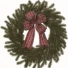 Wreaths-Kirkland's Home Red Plaid Ribbon Evergreen Christmas Wreath Green/Red