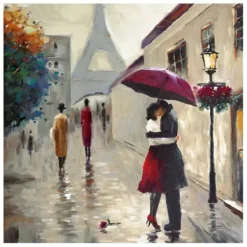 Canvas Art-Kirkland's Home Red Umbrella Couple Giclee Canvas Art Print Multi