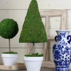 Trees & Topiaries-Kirkland's Home Reindeer Moss Cone Topiary In White Planter