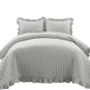 Quilts-Kirkland's Home Reyna Ruffle 3-Pc. Full/Queen Quilt Set Gray