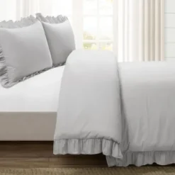 Duvets-Kirkland's Home Reyna Ruffle 3-Pc. Full/Queen Duvet Set Gray