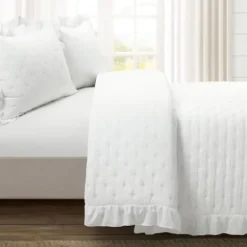 Quilts-Kirkland's Home Reyna Ruffle 3-Pc. Full/Queen Quilt Set White