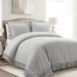Duvets-Kirkland's Home Reyna Ruffle 3-Pc. King Duvet Set Gray