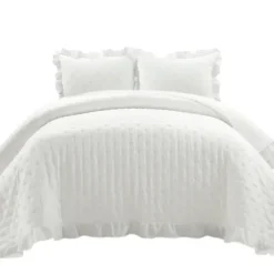Quilts-Kirkland's Home Reyna Ruffle 3-Pc. King Quilt Set White