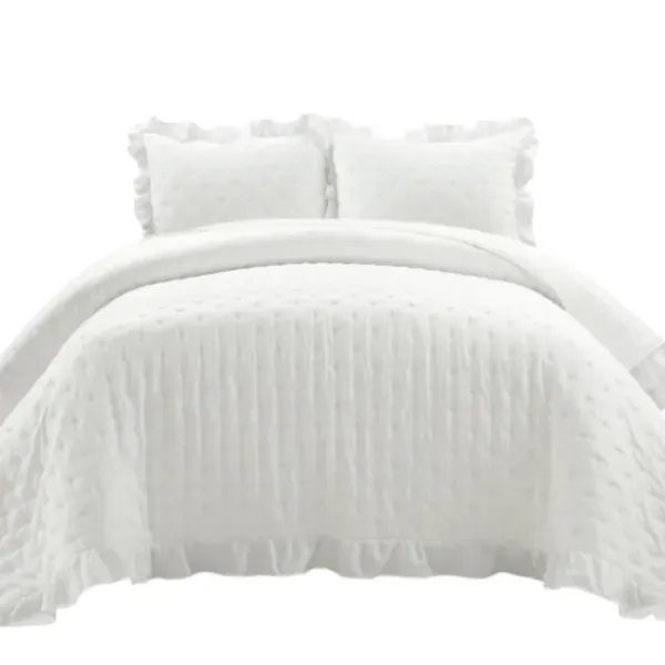 Quilts-Kirkland's Home Reyna Ruffle 3-Pc. King Quilt Set White