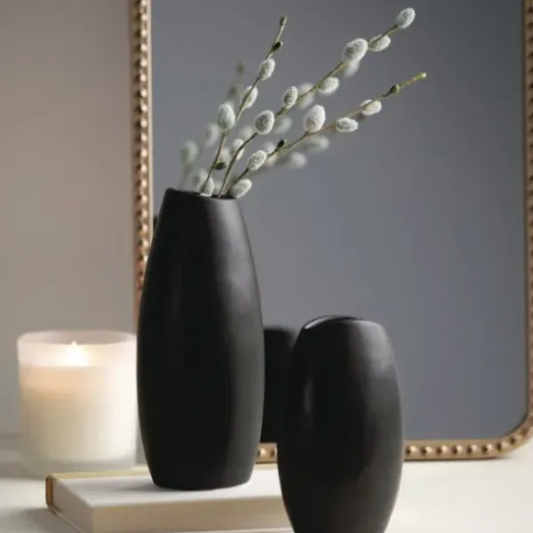 Vases-Kirkland's Home Ribbed Ceramic Bottle Vases, Set Of 3 White