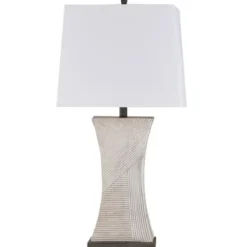 Table Lamps-Kirkland's Home Ribbed Concave Table Lamp White
