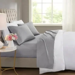 Bed Sheets-Kirkland's Home Rich Cooling Cotton Queen Sheet Set Gray