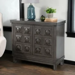Cabinets & Sideboards-Kirkland's Home Rich Dimensional Panel Cabinet Gray