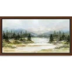 Framed Art-Kirkland's Home River View Framed Canvas Art Print White/Green
