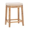 Bar Stools & Counter Height Stools-Kirkland's Home Riverdale Acacia Wood Counter Stool White
