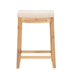 Bar Stools & Counter Height Stools-Kirkland's Home Riverdale Acacia Wood Counter Stool White