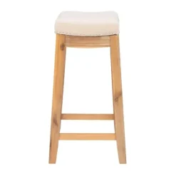 Bar Stools & Counter Height Stools-Kirkland's Home Riverdale Acacia Wood Counter Stool White