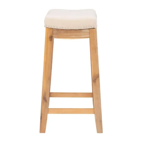Bar Stools & Counter Height Stools-Kirkland's Home Riverdale Acacia Wood Counter Stool White