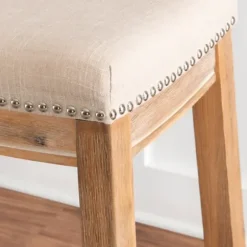 Bar Stools & Counter Height Stools-Kirkland's Home Riverdale Acacia Wood Counter Stool White