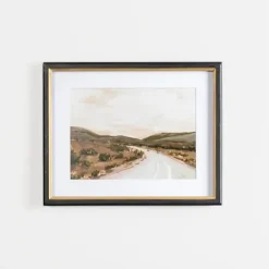 Framed Art-Kirkland's Home Road Through Hills Framed Art Print Brown/Tan/White
