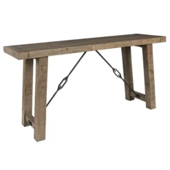 Console Tables-Kirkland's Home Roane Gray Reclaimed Pine Console Table