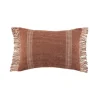 Pillows-Kirkland's Home Roberta Rust Stripes Fringe Lumbar Pillow Red