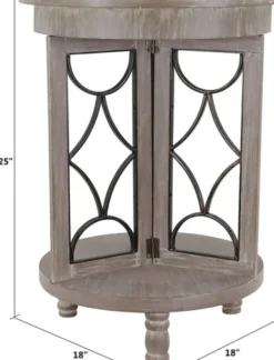 Accent & End Tables-Kirkland's Home Roberta Wood Decorative Metal Accent Table Gray