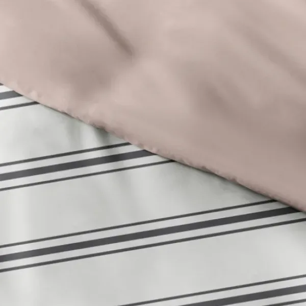 Duvets-Kirkland's Home Rose Pink Echo Stripe 3-Pc. Queen Duvet Cover Set White/Black/Pink